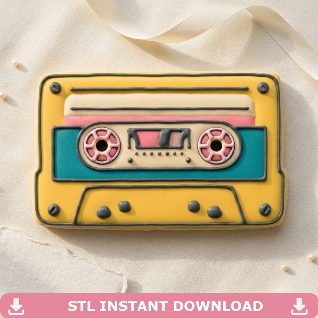 Cassette Tape Cookie Cutter, 3D Printed Retro Party