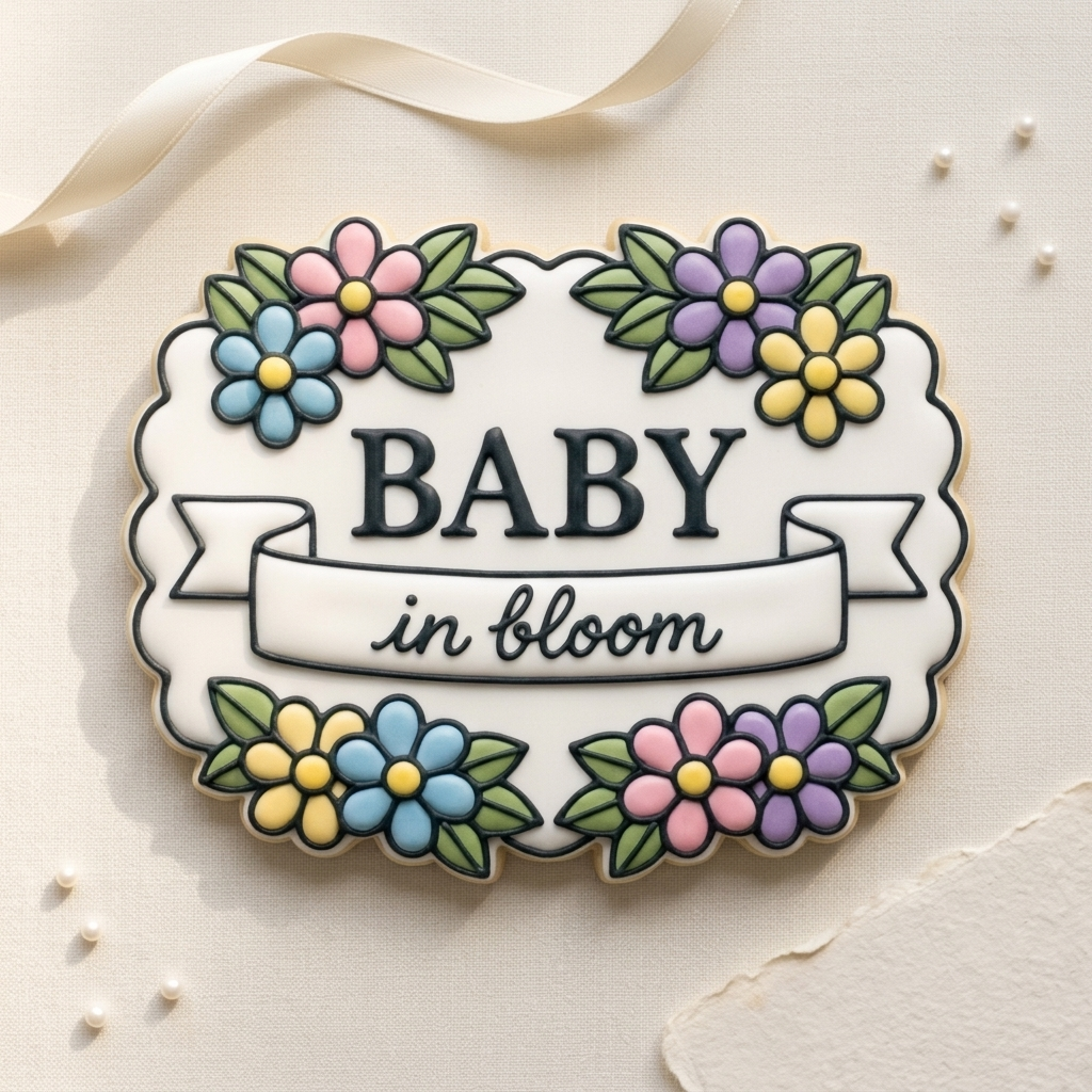 Baby in Bloom Scalloped Plaque Cookie Cutter, 3D Printed Baby in Bloom