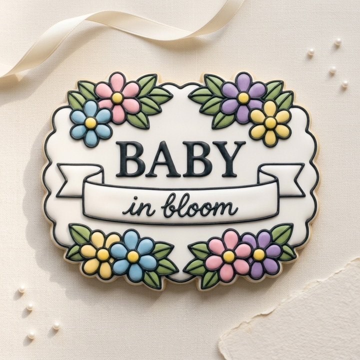 Baby in Bloom Scalloped Plaque Cookie Cutter, 3D Printed Baby in Bloom