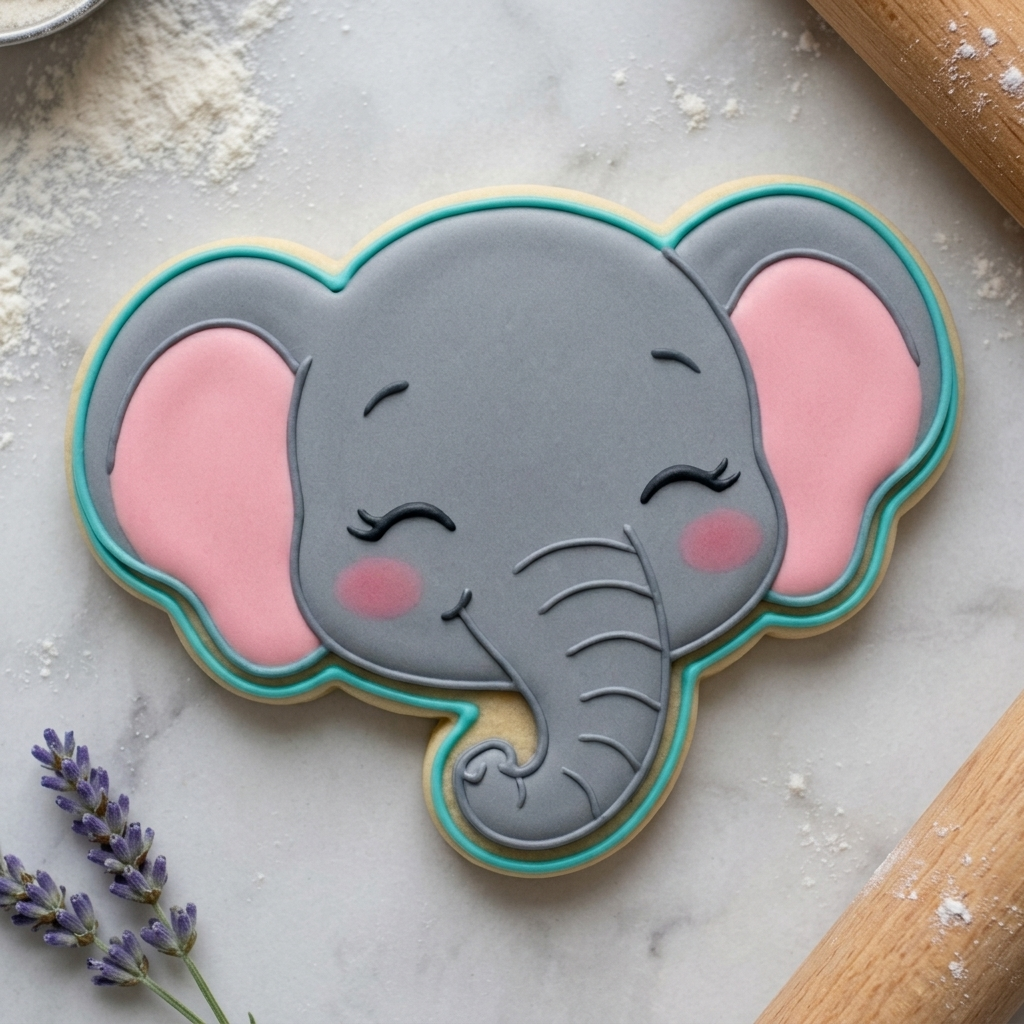Baby Elephant Face Cookie Cutter, 3D Printed Safari Baby