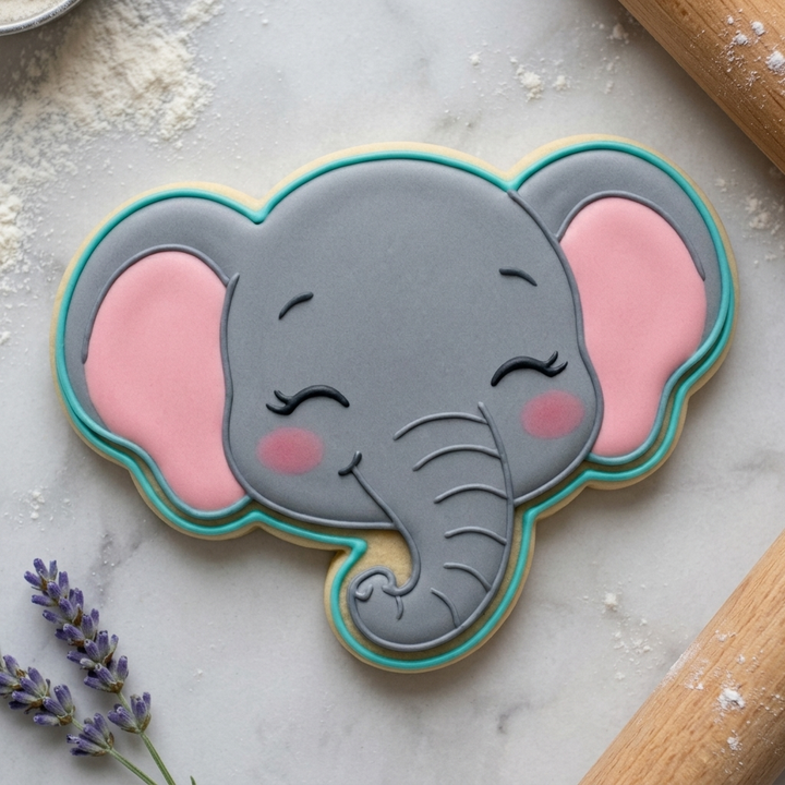 Baby Elephant Face Cookie Cutter, 3D Printed Safari Baby