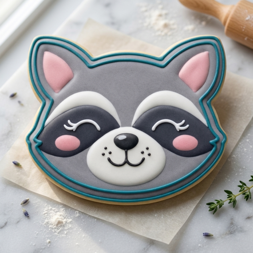 Baby Raccoon Face Cookie Cutter, 3D Printed Woodland Baby
