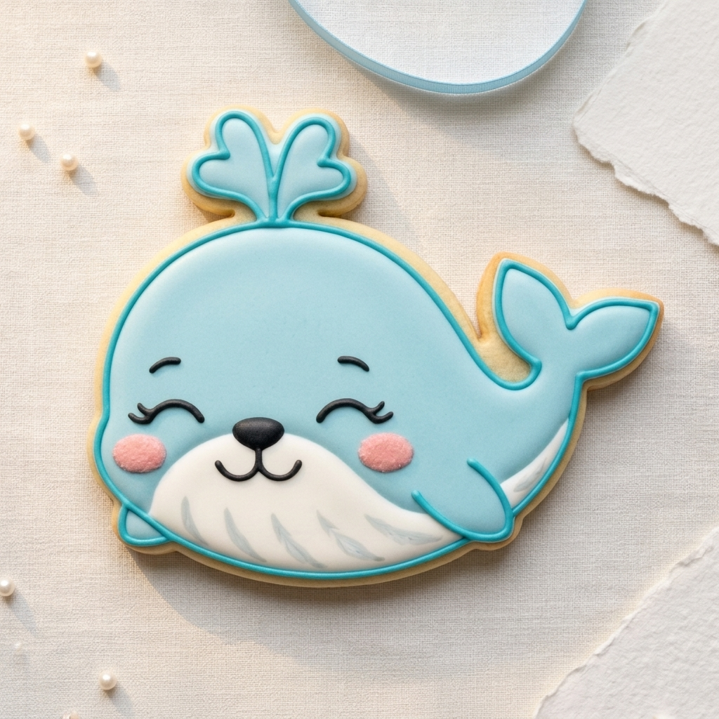 Baby Whale Face Cookie Cutter, 3D Printed Ocean Baby