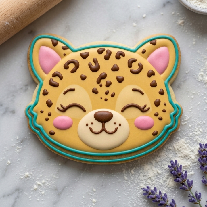 Baby Leopard Face Cookie Cutter, 3D Printed Safari Baby