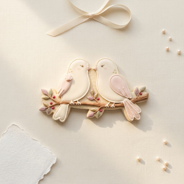 Lovebirds On Branch Cookie Cutter, 3D Printed Valentine Favor