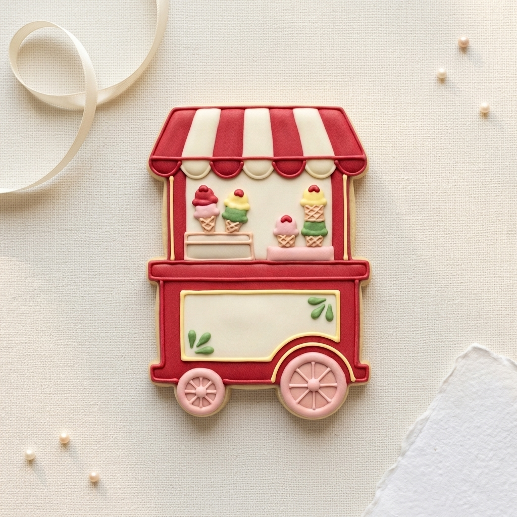 Two Sweet Ice Cream Cart Cookie Cutter, 3D Printed Party Theme
