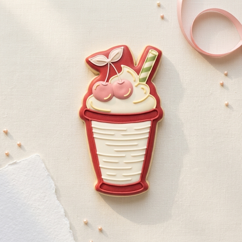 Two Sweet Cherry Milkshake Cookie Cutter, 3D Printed Party Theme