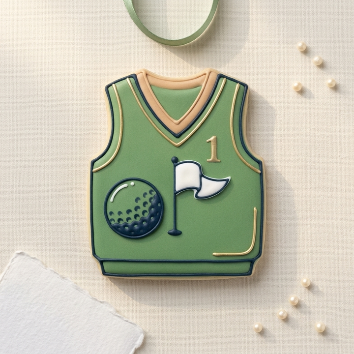 Hole in One Golf Sweater Vest Cookie Cutter, 3D Printed Party Theme