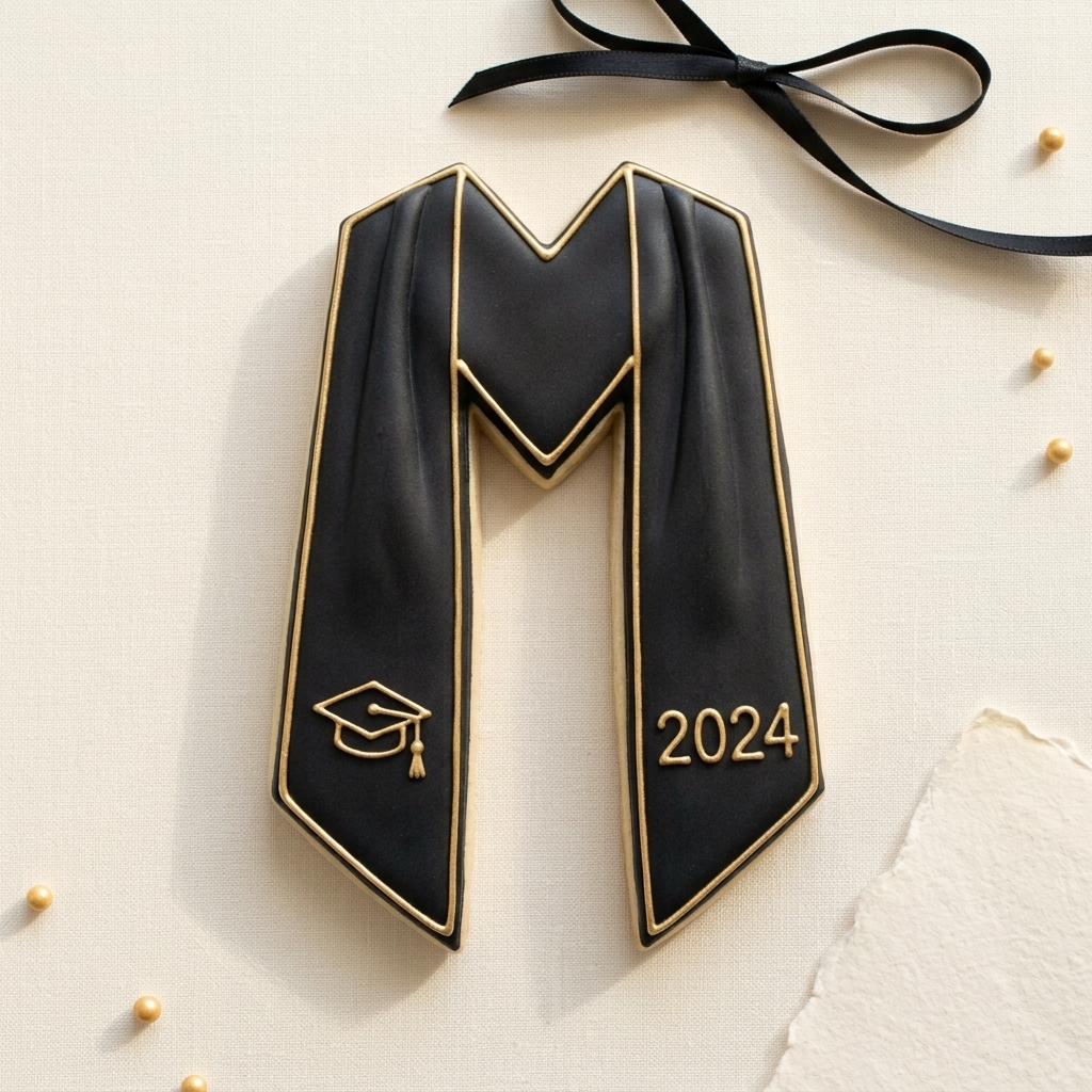 Graduation Stole Cookie Cutter, 3D Printed Grad Party