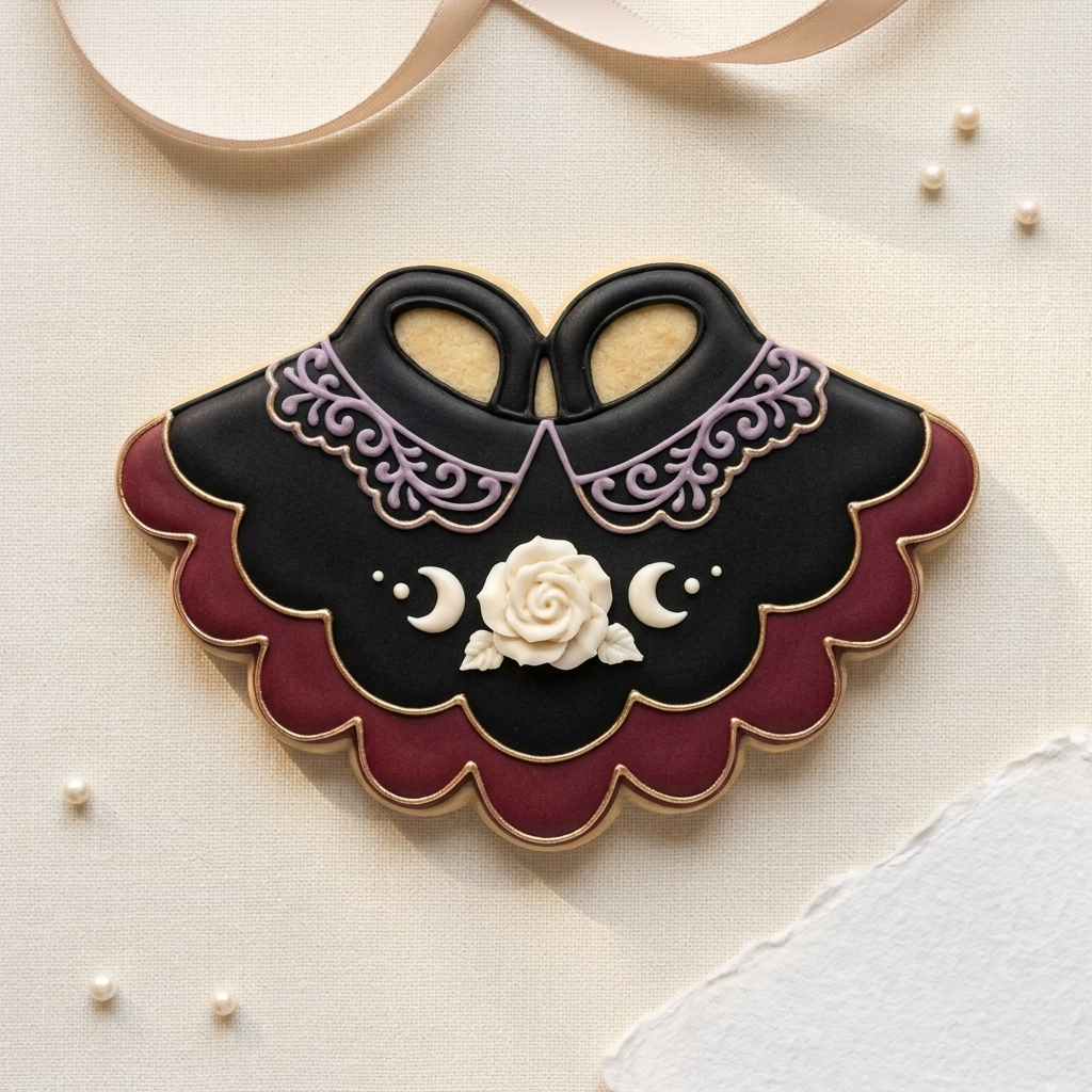 Gothic Romance Lace Collar Cookie Cutter, 3D Printed Garden Theme