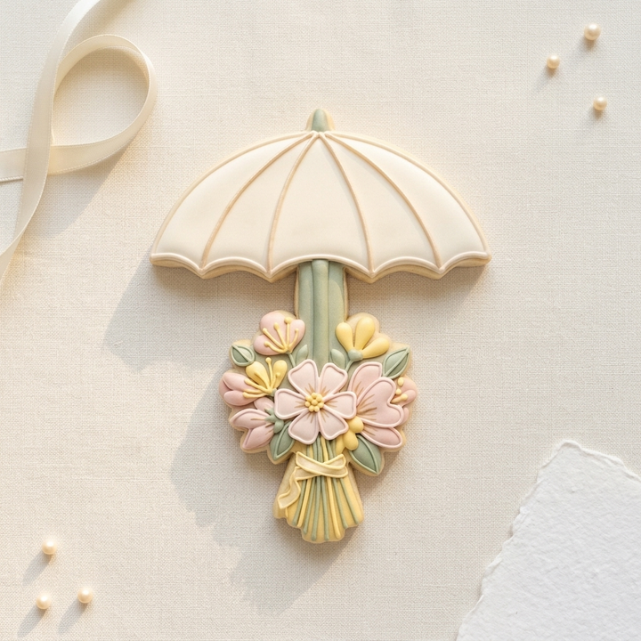 Wildflower Wedding Parasol Bouquet Cookie Cutter, 3D Printed Wedding Theme