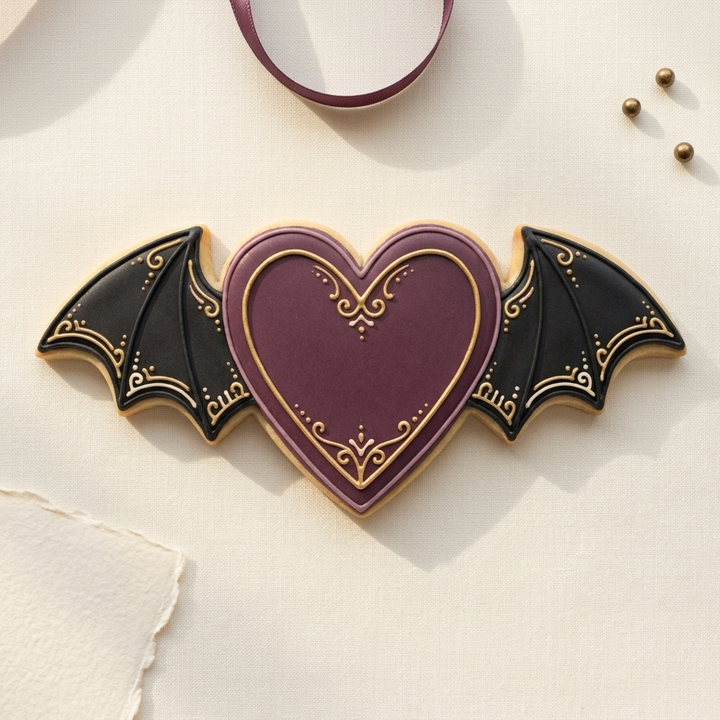 Bat Wing Heart Cookie Cutter, 3D Printed Gothic Wedding
