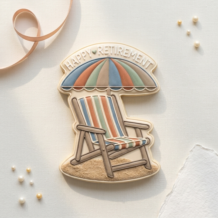 Retirement Beach Chair Cookie Cutter, 3D Printed Retirement Party