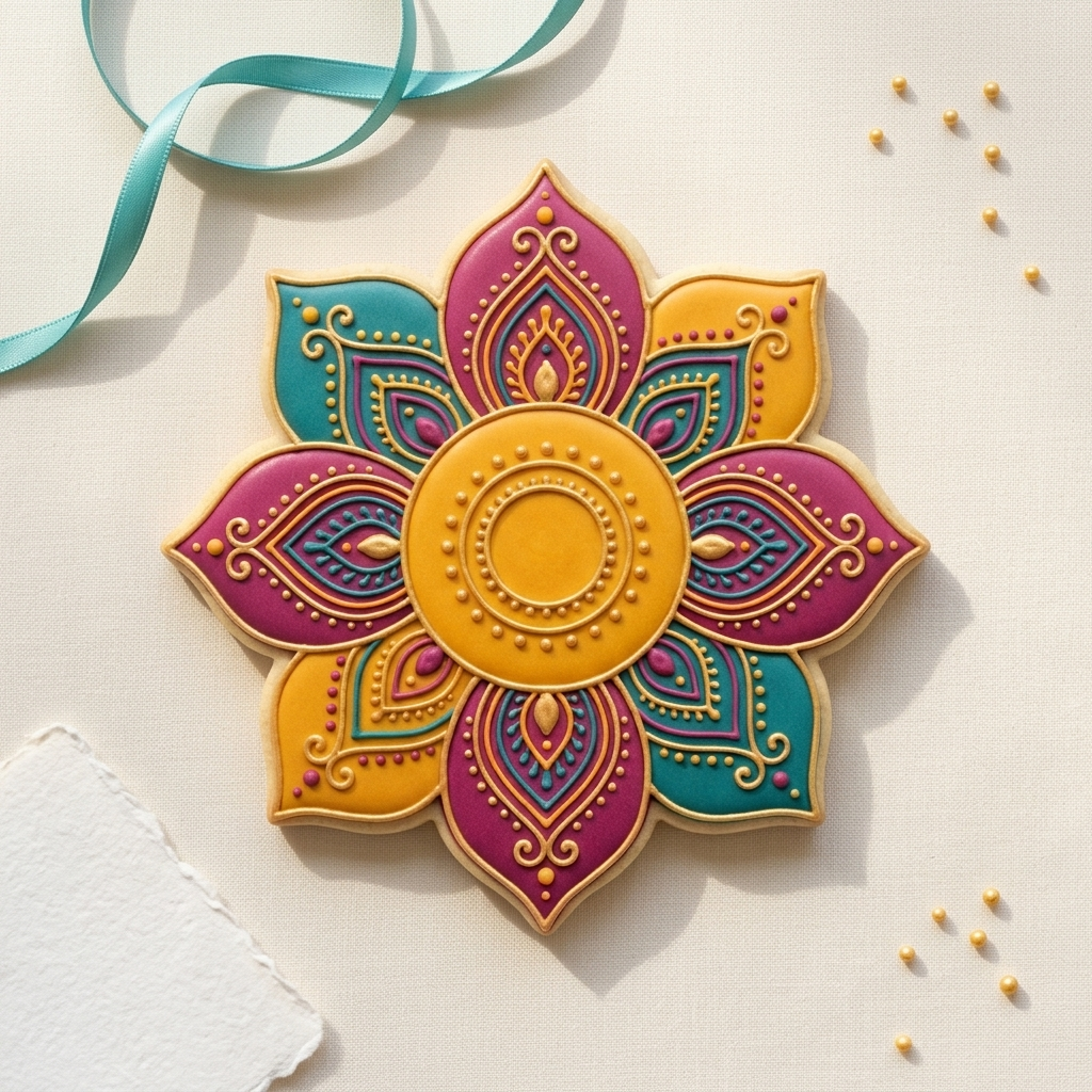 Rangoli Lotus Cookie Cutter, 3D Printed Diwali