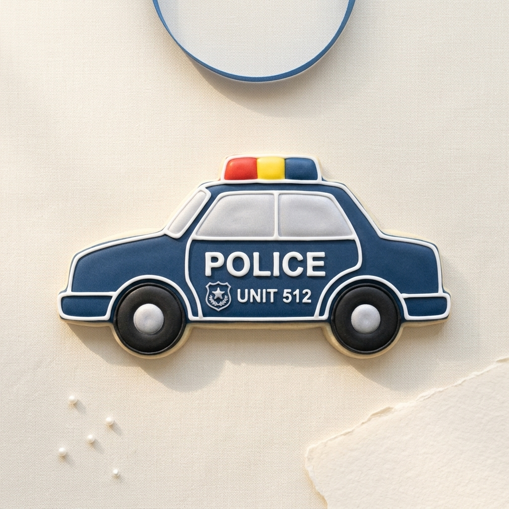Police Car Cookie Cutter, 3D Printed Vehicle Party