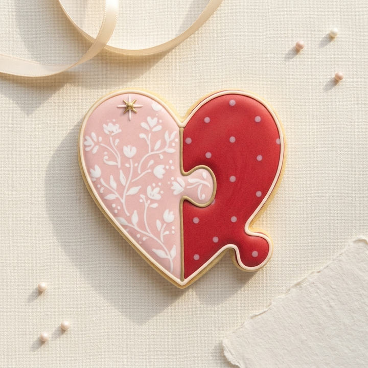 Heart Puzzle Piece Cookie Cutter, 3D Printed Valentine Favor