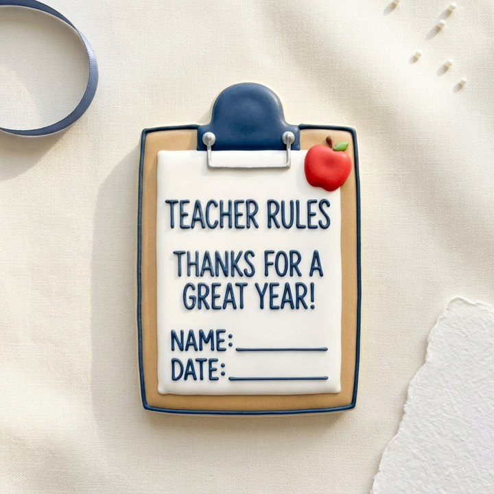 Teacher Clipboard Plaque Cookie Cutter, 3D Printed Teacher Gift