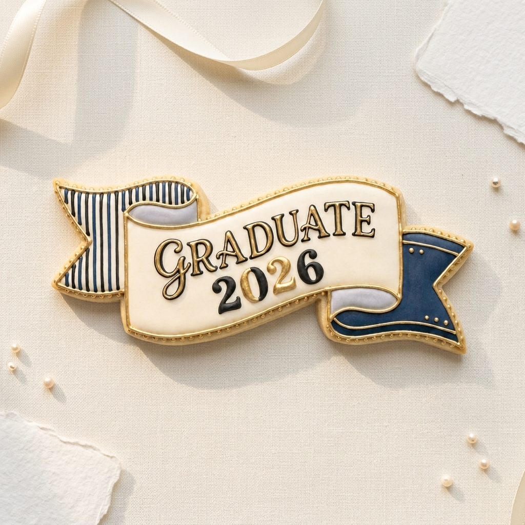 Graduation Ribbon Banner Cookie Cutter, 3D Printed Grad Party