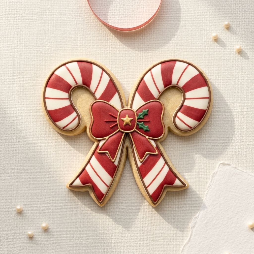 Candy Cane Bow Cookie Cutter, 3D Printed Christmas Party