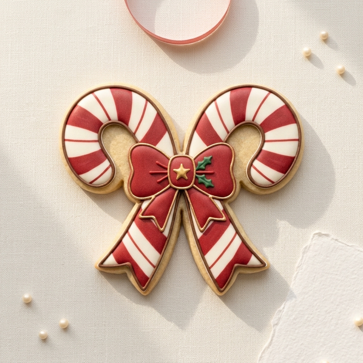 Candy Cane Bow Cookie Cutter, 3D Printed Christmas Party