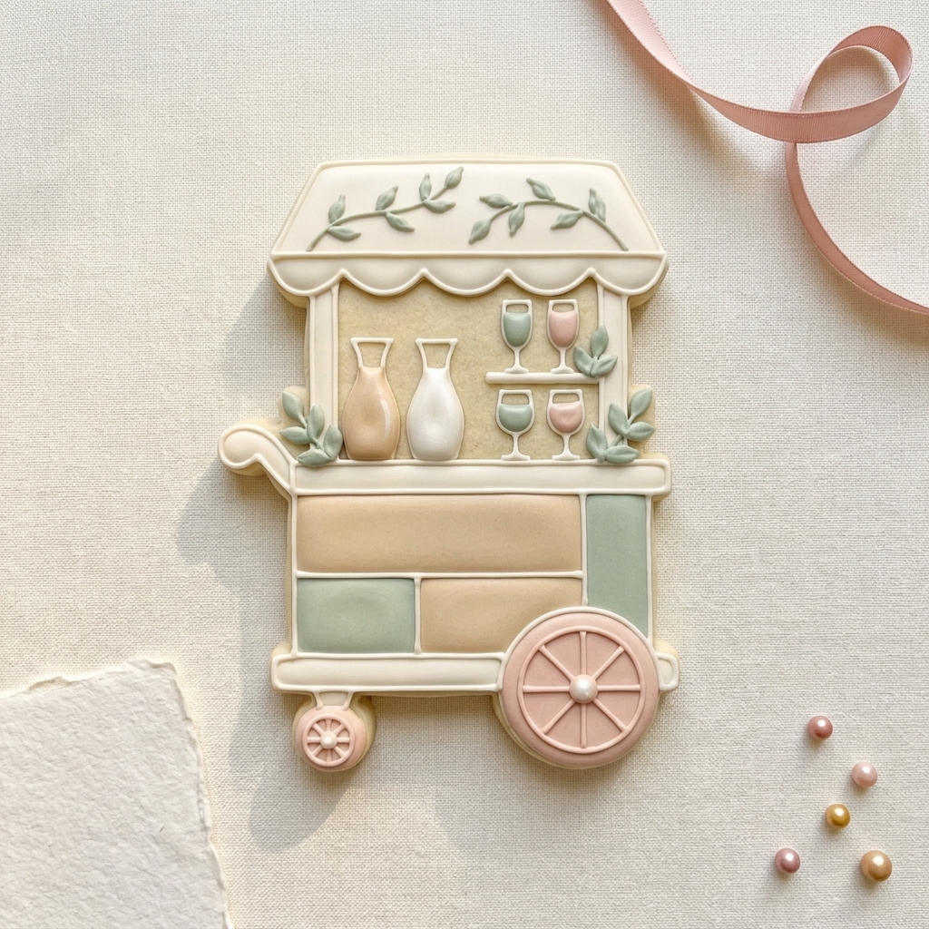 Bridal Shower Mimosa Cart Cookie Cutter, 3D Printed Wedding Theme