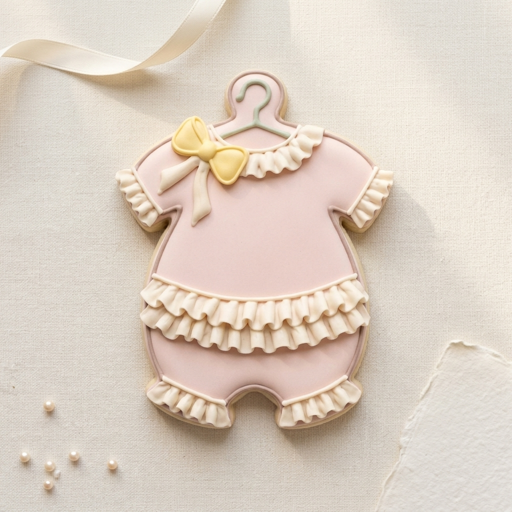 Ruffle Romper Hanger Bow Cookie Cutter, 3D Printed Baby Shower