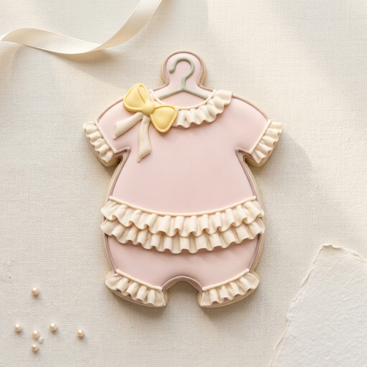 Ruffle Romper Hanger Bow Cookie Cutter, 3D Printed Baby Shower