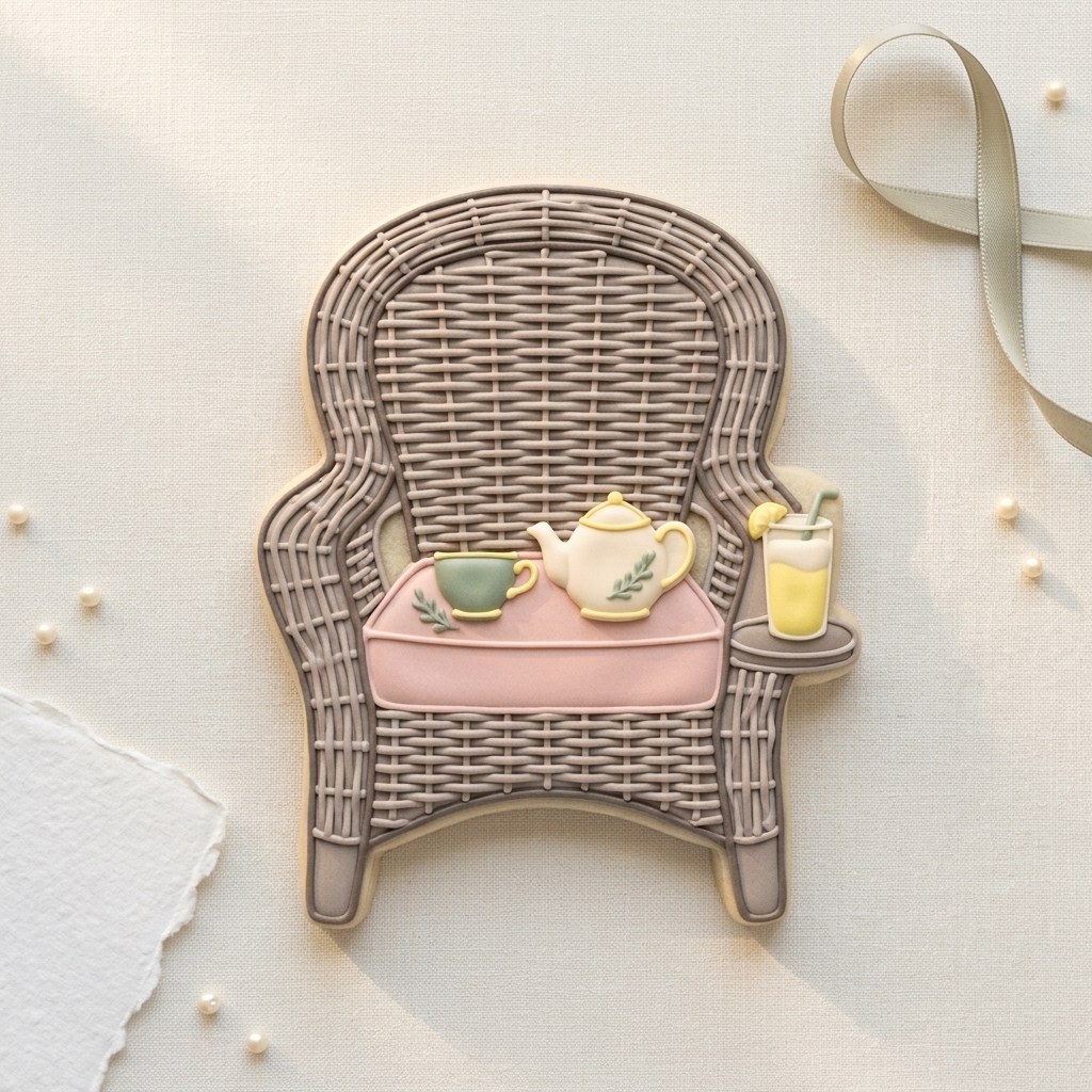 Sun Porch Wicker Chair Lemonade Cookie Cutter, 3D Printed Garden Theme