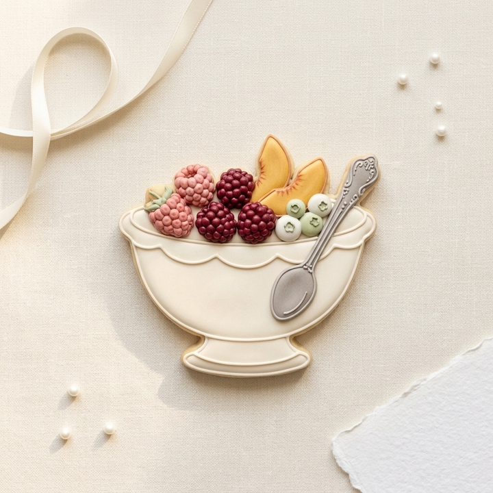 Berry Bowl Jam Spoon Cookie Cutter, 3D Printed Garden Theme