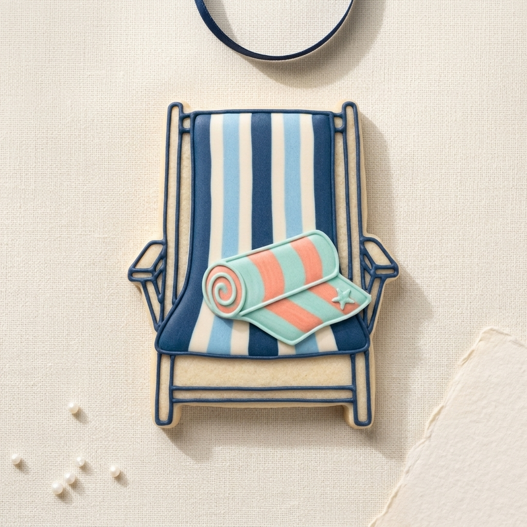 Deck Chair Resort Towel Cookie Cutter, 3D Printed Travel Theme