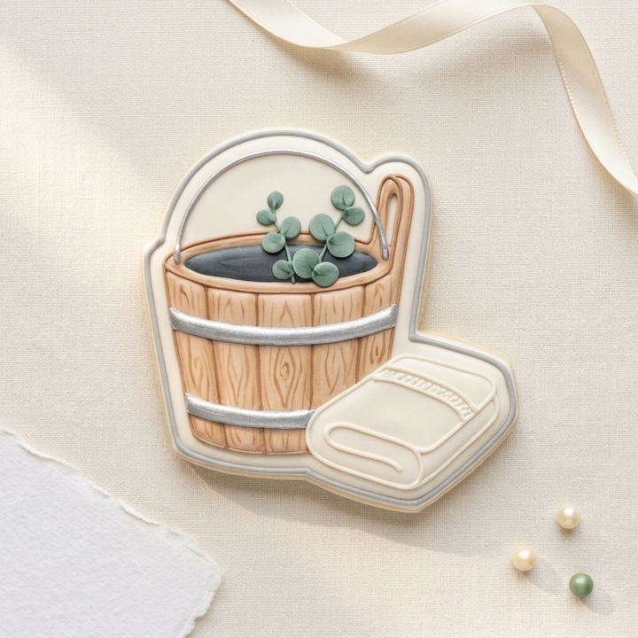 Sauna Bucket Eucalyptus Towel Cookie Cutter, 3D Printed Wedding Theme