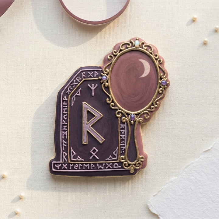 Rune Stone Scrying Mirror Cookie Cutter, 3D Printed Garden Theme