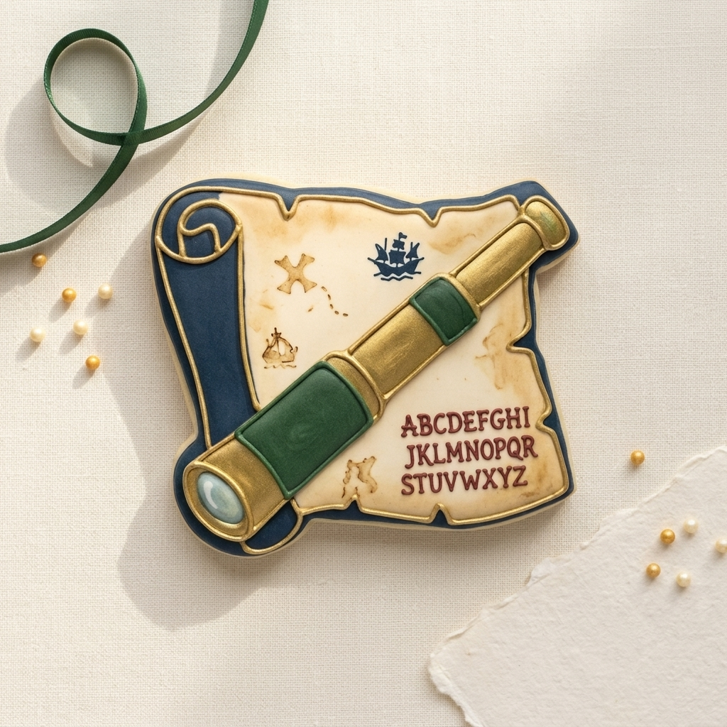 Pirate Map Spyglass Cookie Cutter, 3D Printed Travel Theme