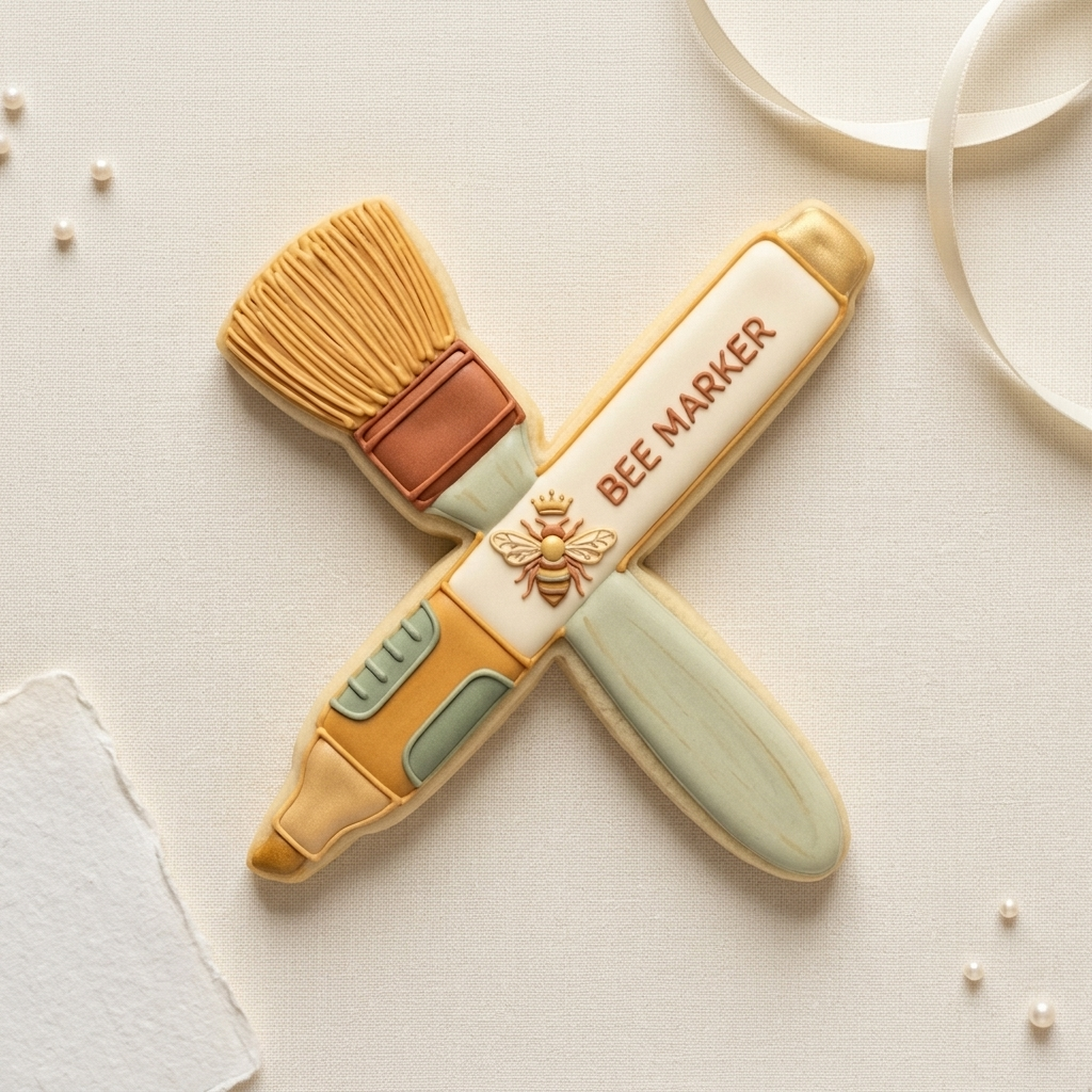 Queen Bee Marker Apiary Brush Cookie Cutter, 3D Printed Garden Theme