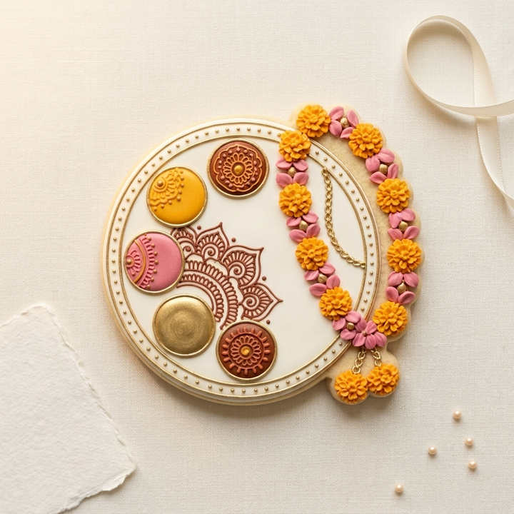 Marigold Garland Thali Plate Cookie Cutter, 3D Printed Wedding Theme
