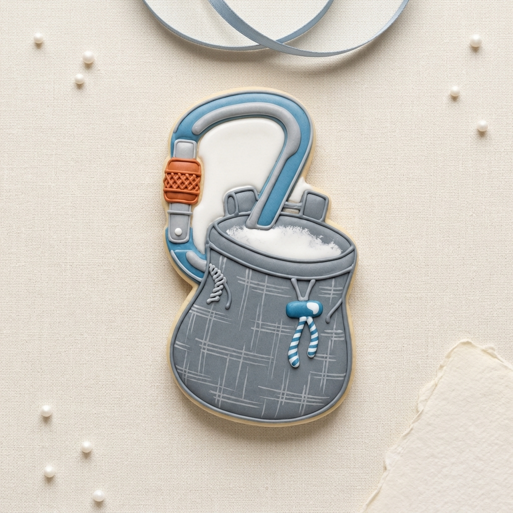 Carabiner Chalk Bag Cookie Cutter, 3D Printed Outdoor Theme