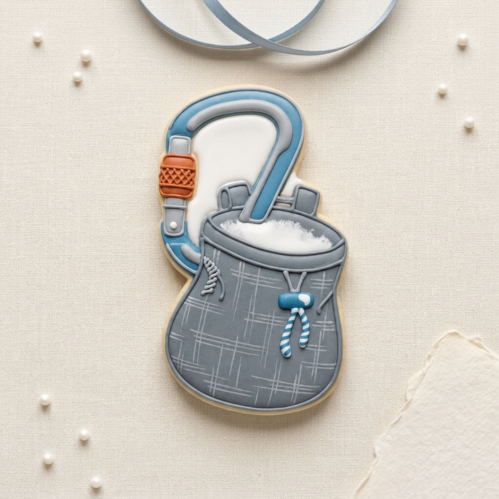 Carabiner Chalk Bag Cookie Cutter, 3D Printed Outdoor Theme