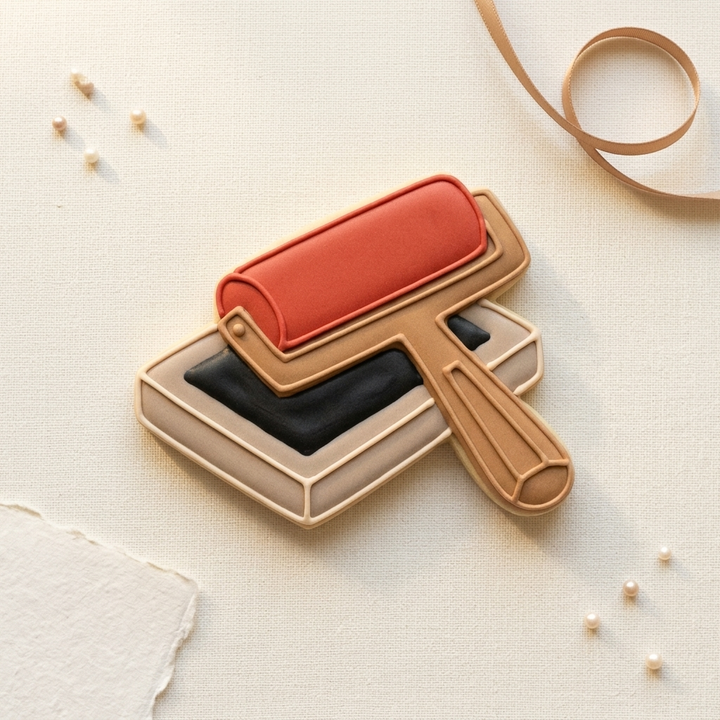 Brayer Roller Ink Slab Cookie Cutter, 3D Printed Maker Theme