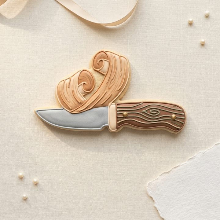 Whittler Wood Curl Tool Cookie Cutter, 3D Printed Maker Theme