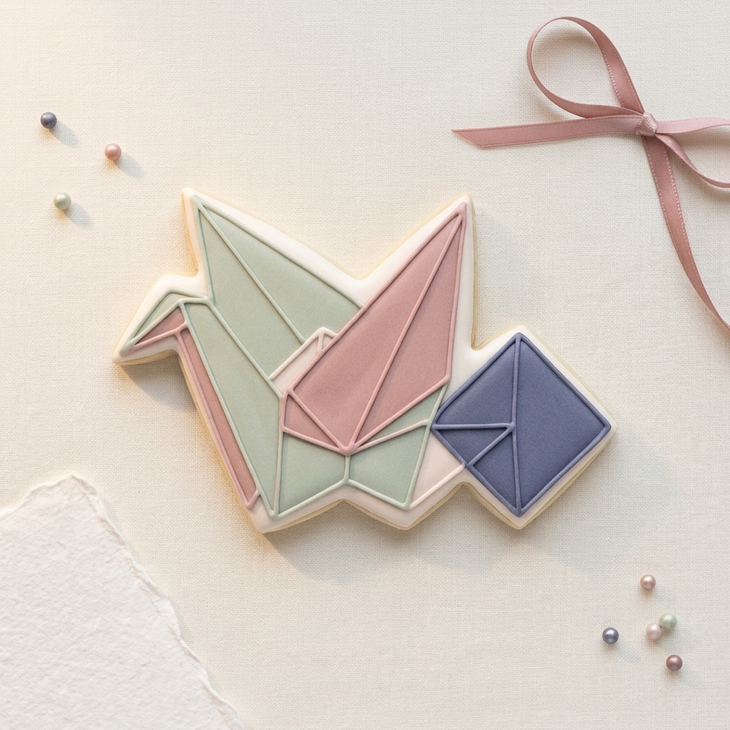 Origami Paper Crane Folded Square Cookie Cutter, 3D Printed Maker Theme