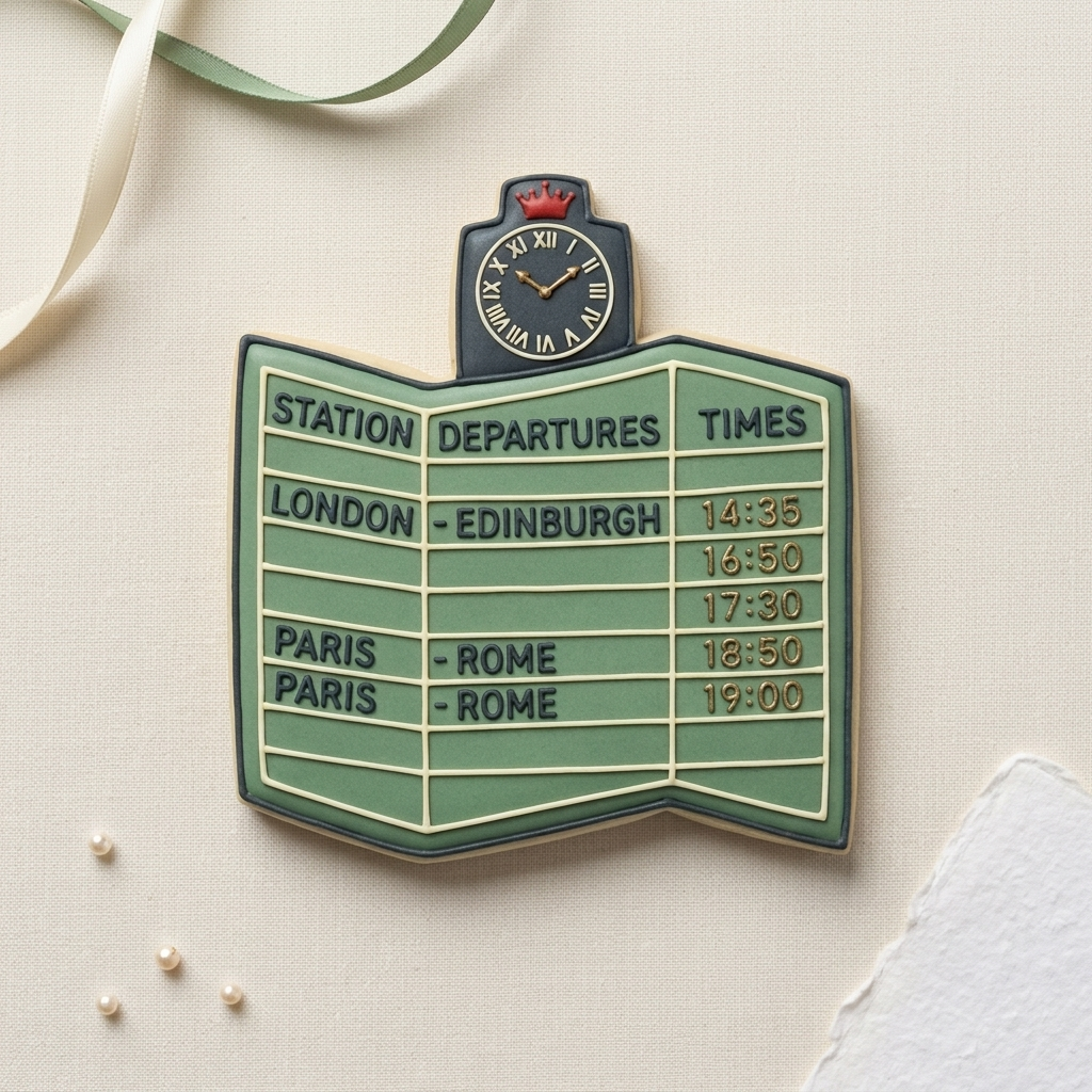 Train Station Pocket Timetable Cookie Cutter, 3D Printed Travel Theme