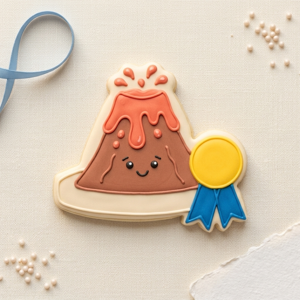 Science Fair Volcano Ribbon Cookie Cutter, 3D Printed School Theme