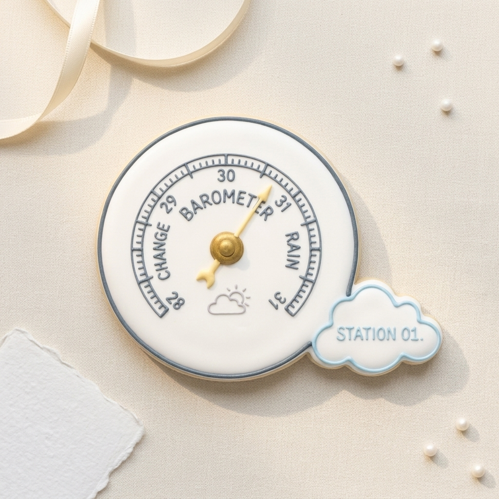 Weather Station Barometer Cloud Tag Cookie Cutter, 3D Printed Science Theme