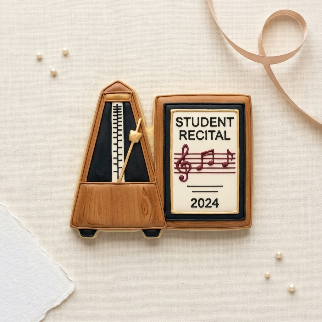 Music Recital Metronome Program Card Cookie Cutter, 3D Printed Music Theme
