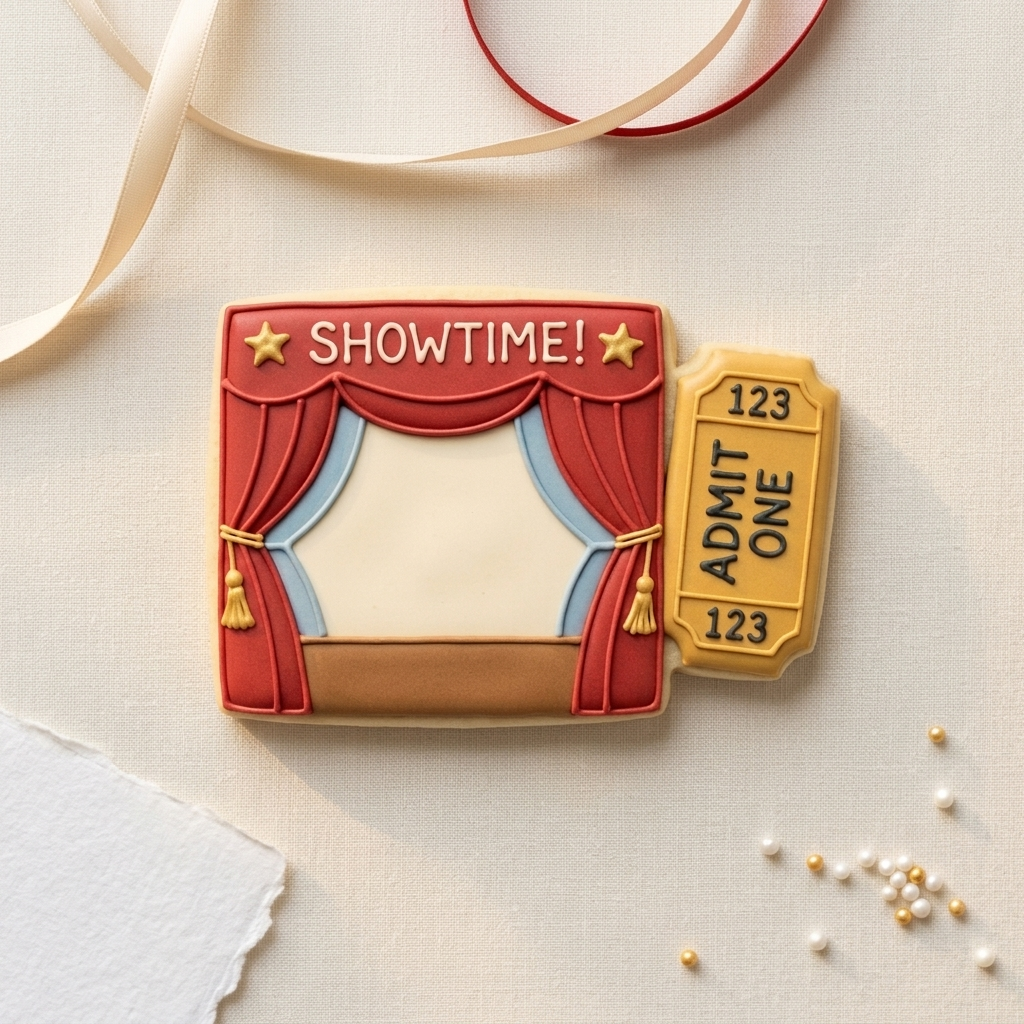 Puppet Theater Curtain Ticket Cookie Cutter, 3D Printed Game Night