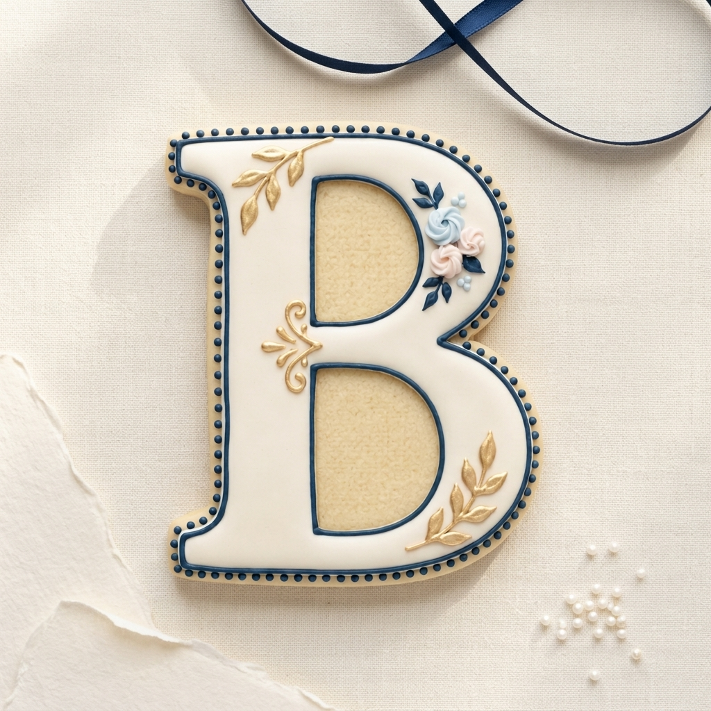 Elegant Letter B Cookie Cutter, 3D Printed Monogram Initial