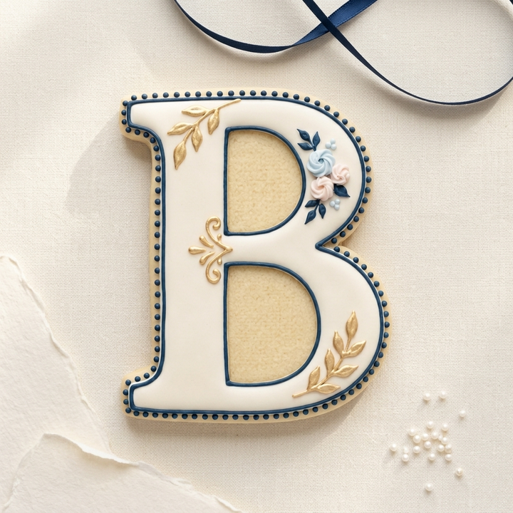 Elegant Letter B Cookie Cutter, 3D Printed Monogram Initial