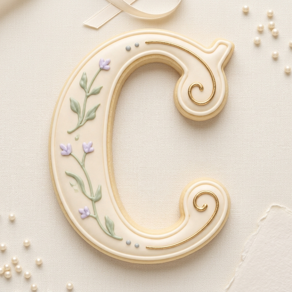 Elegant Letter C Cookie Cutter, 3D Printed Monogram Initial