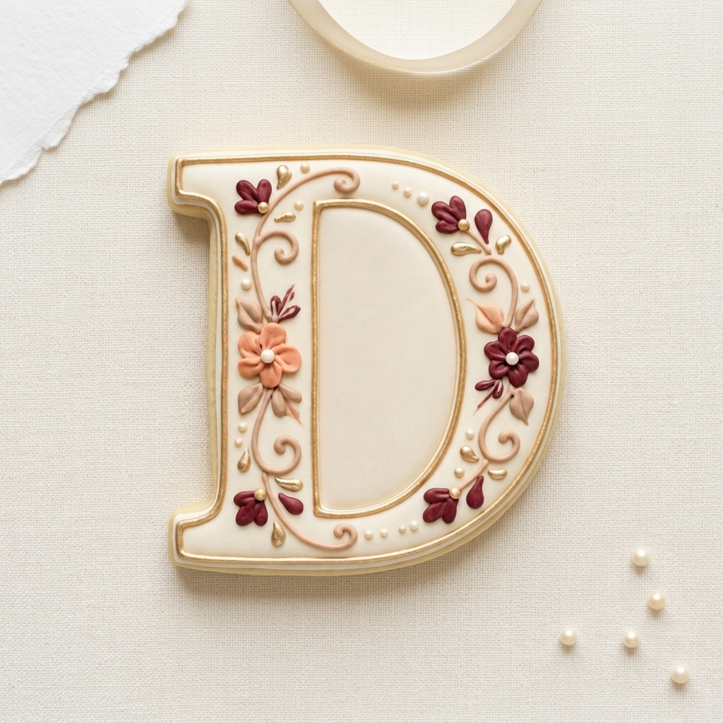 Elegant Letter D Cookie Cutter, 3D Printed Monogram Initial