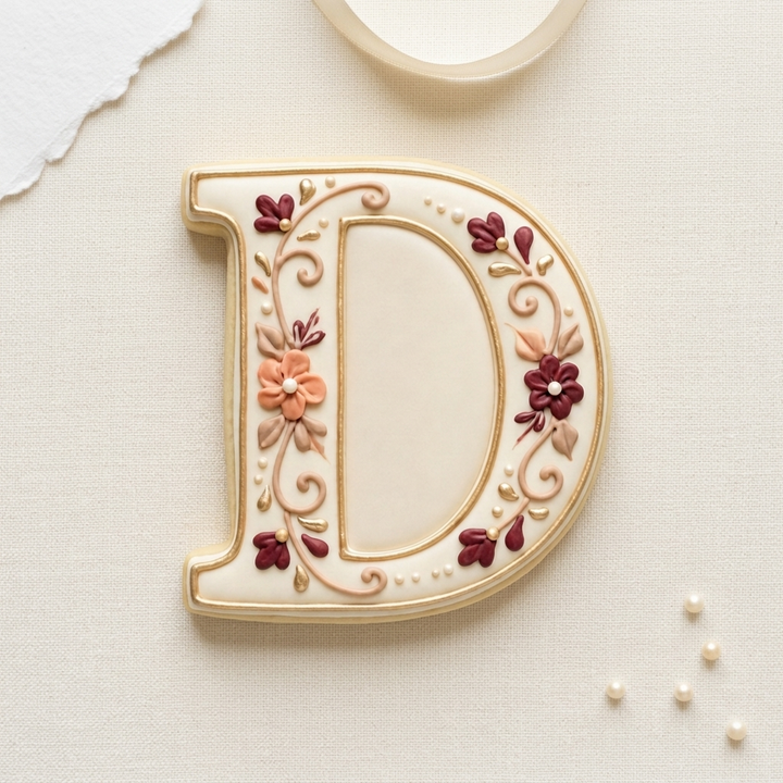 Elegant Letter D Cookie Cutter, 3D Printed Monogram Initial